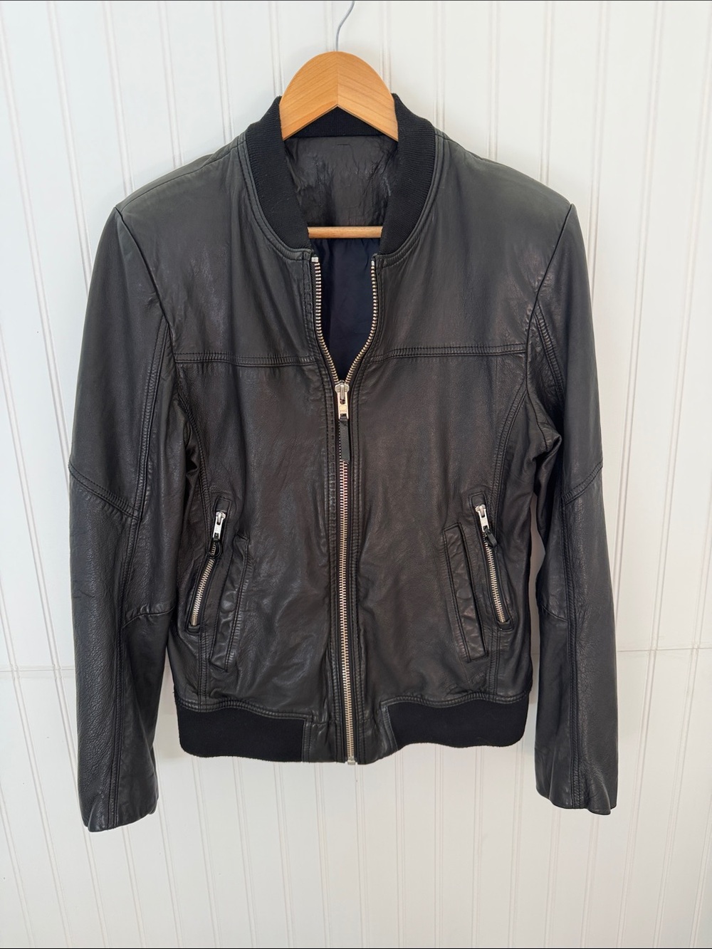 Soia & Kyo Black Leather Bomber Jacket